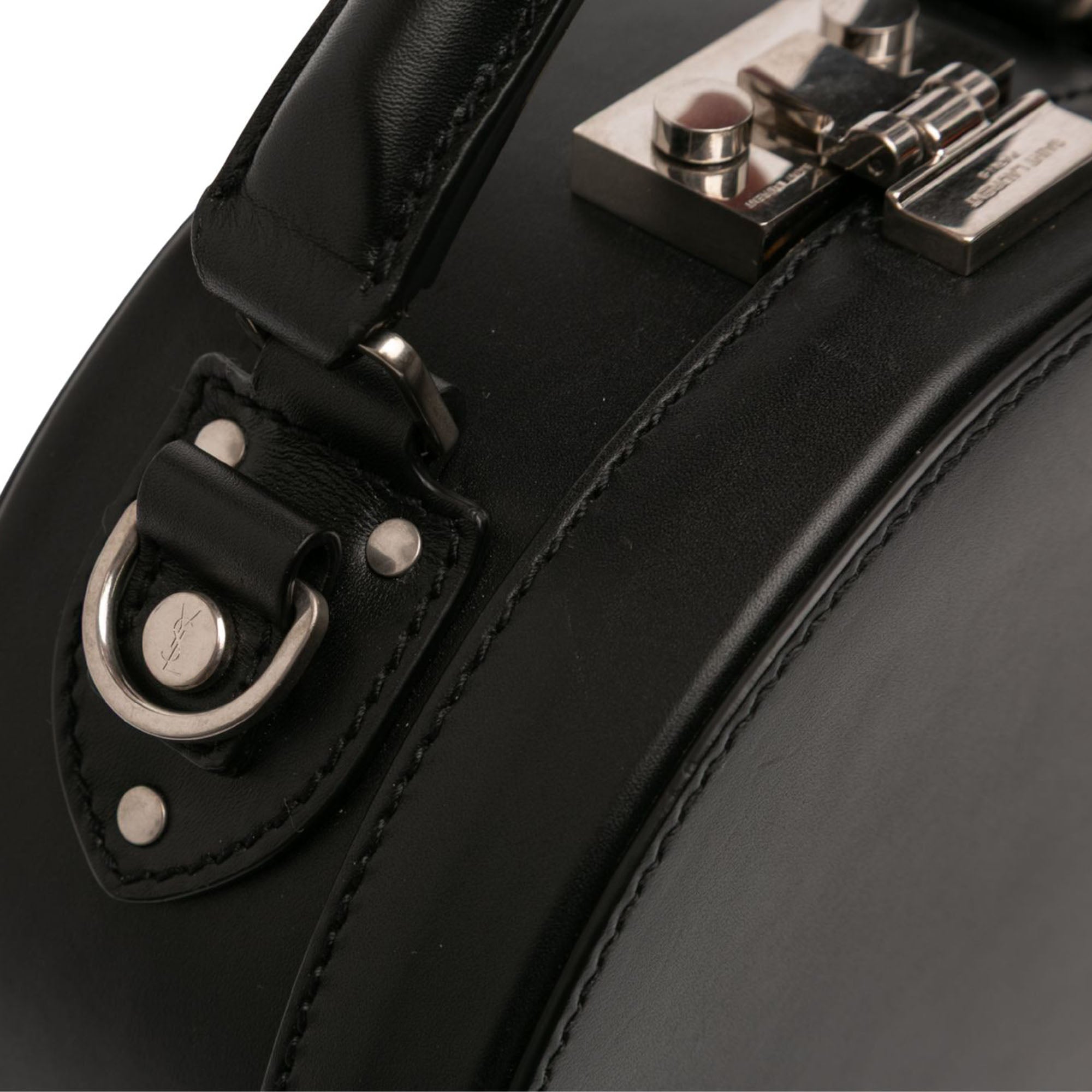 Small Leather Mica Hatbox Satchel