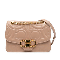 Quilted Leather Gancini Flap Shoulder Bag