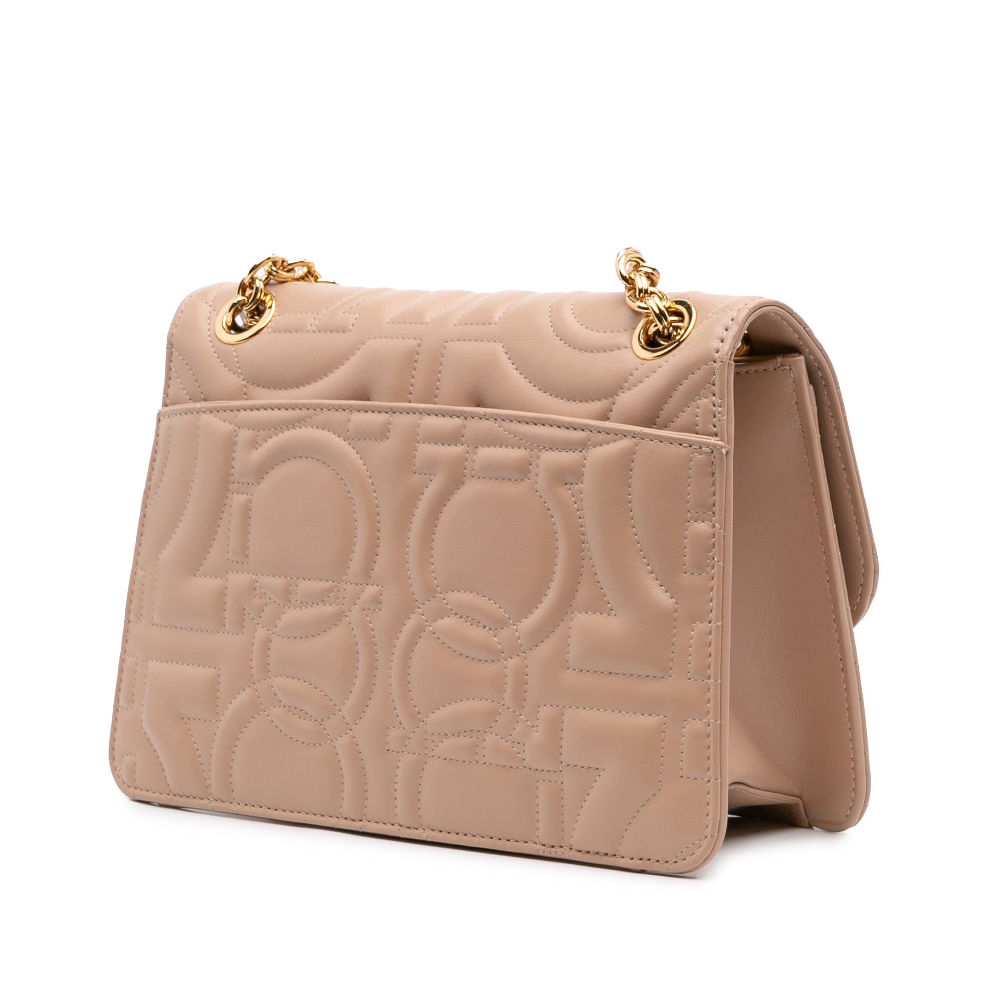 Quilted Leather Gancini Flap Shoulder Bag