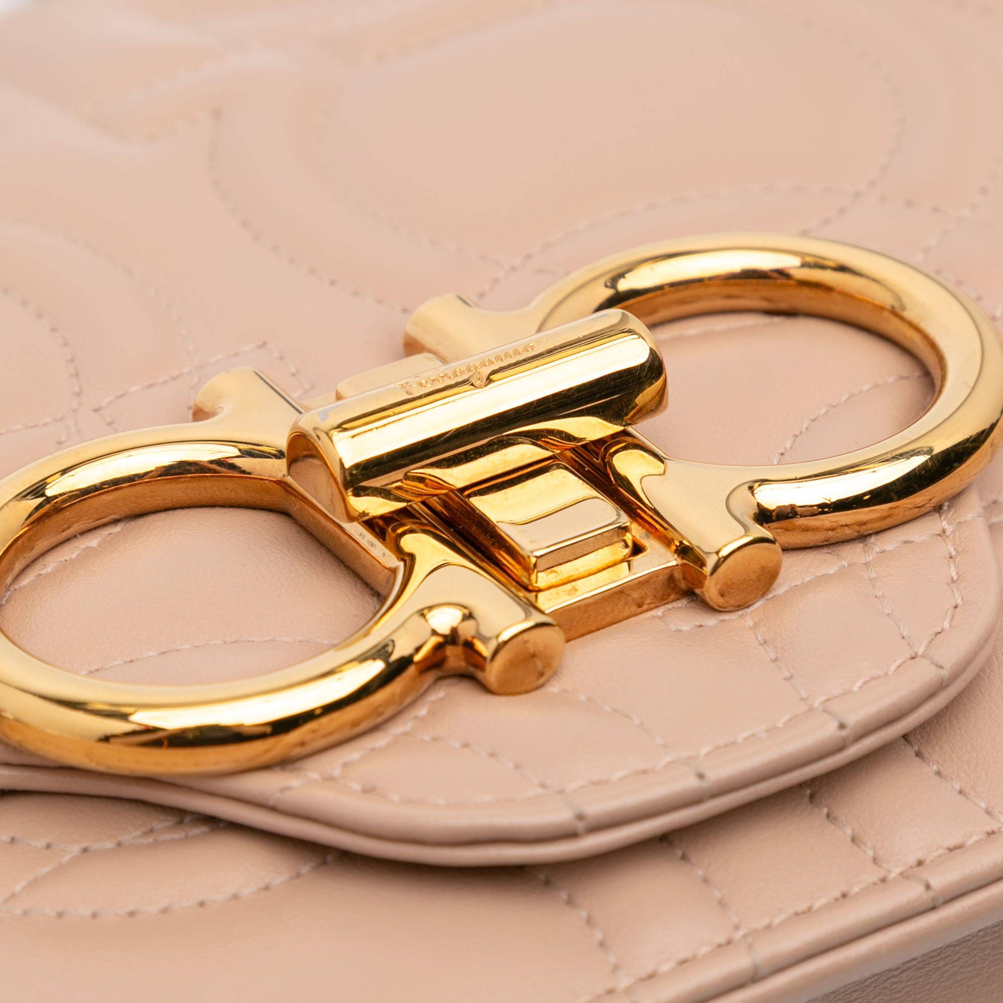 Quilted Leather Gancini Flap Shoulder Bag