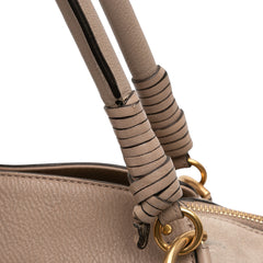 Medium Calfskin and Suede Owen Satchel