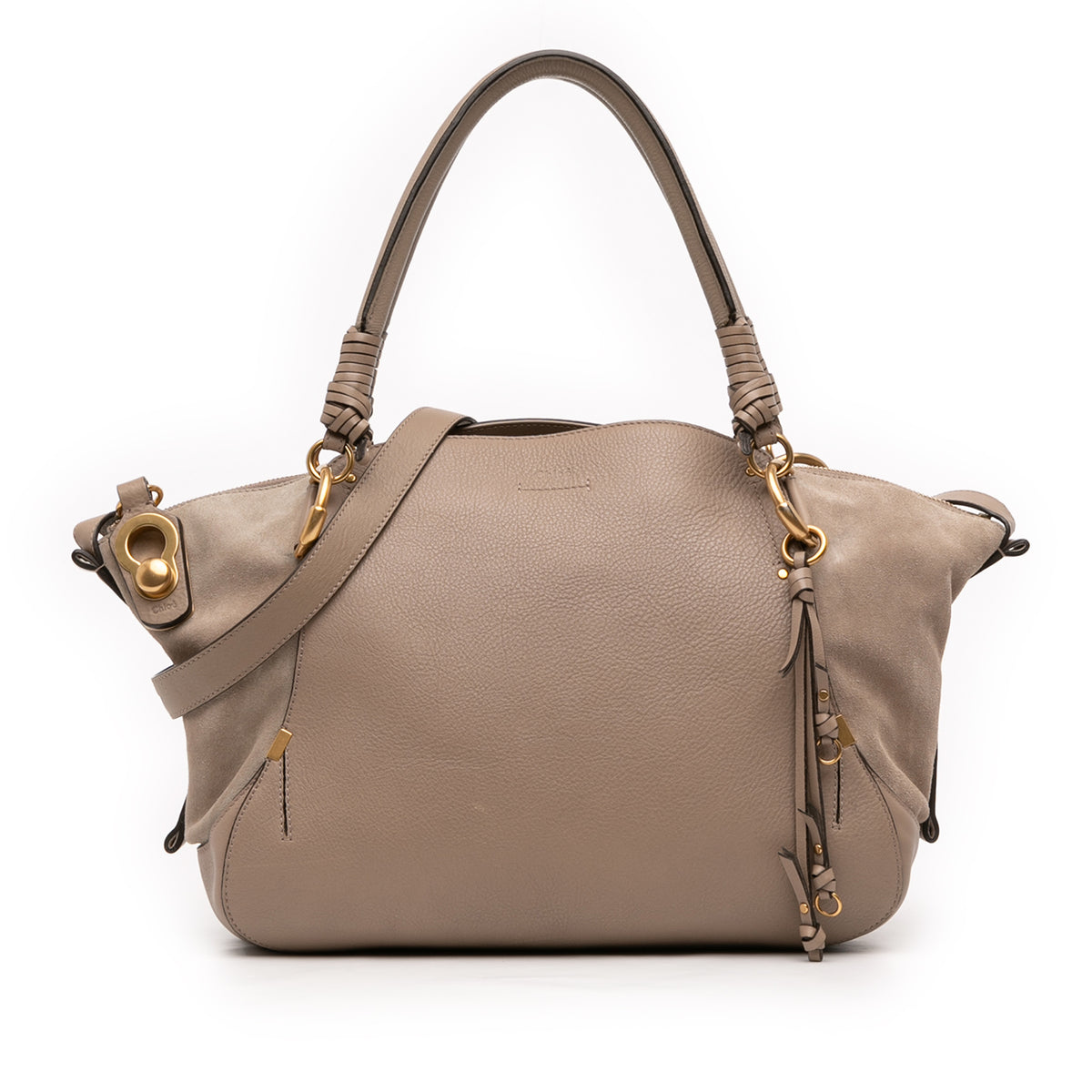 Medium Calfskin and Suede Owen Satchel