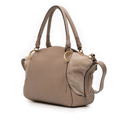 Medium Calfskin and Suede Owen Satchel