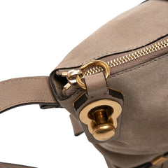 Medium Calfskin and Suede Owen Satchel