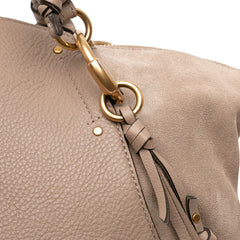 Medium Calfskin and Suede Owen Satchel