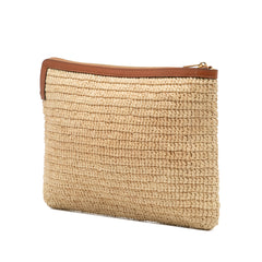 Raffia Cuir Triomphe Zip Pouch