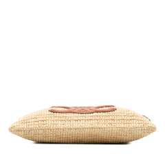Raffia Cuir Triomphe Zip Pouch
