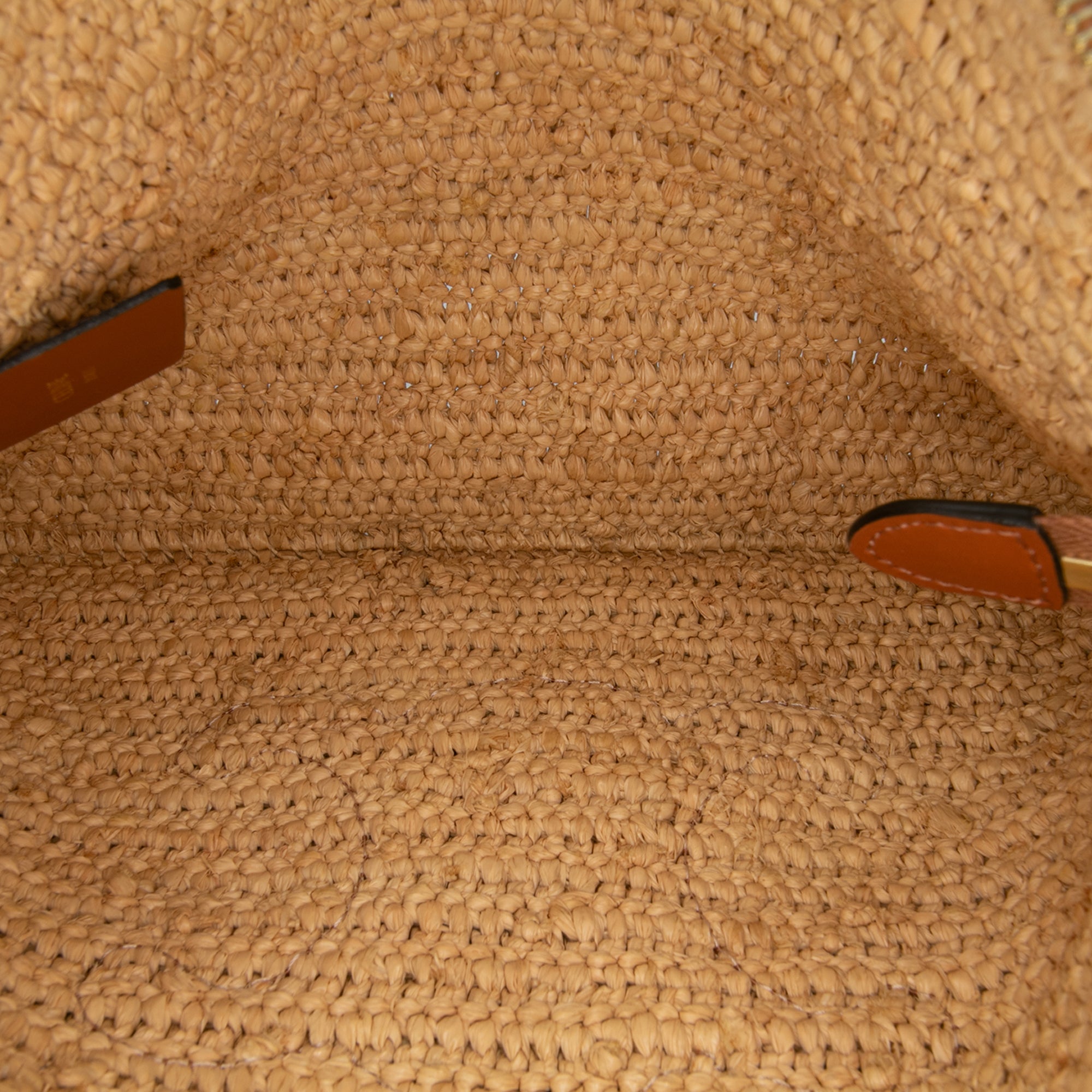 Raffia Cuir Triomphe Zip Pouch