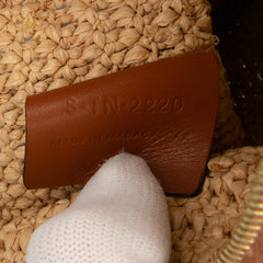 Raffia Cuir Triomphe Zip Pouch