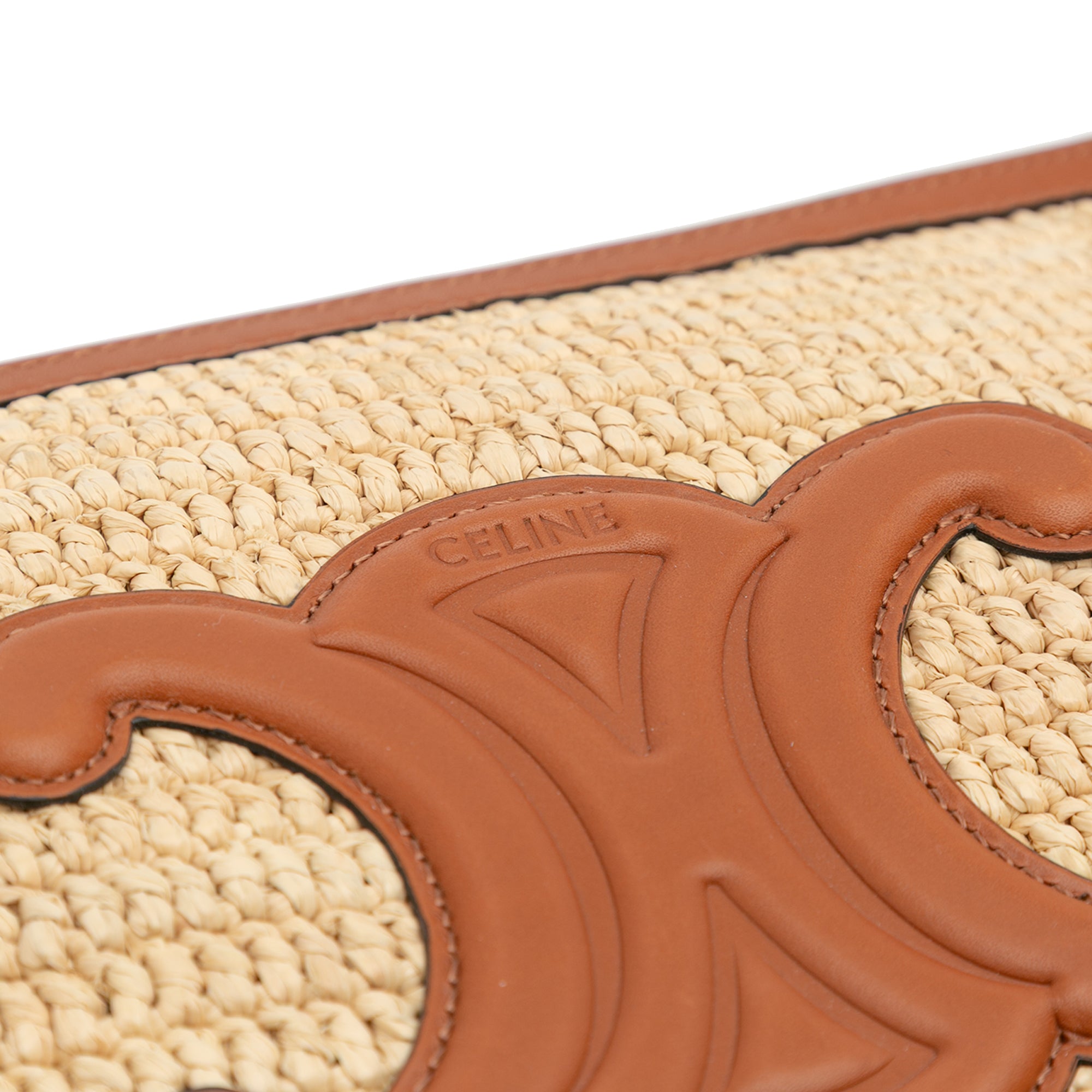 Raffia Cuir Triomphe Zip Pouch
