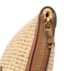 Raffia Cuir Triomphe Zip Pouch
