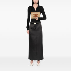 Raffia Cuir Triomphe Zip Pouch