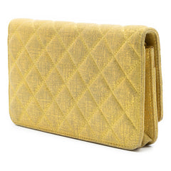 CC Quilted Metallic Fabric Wallet On Chain