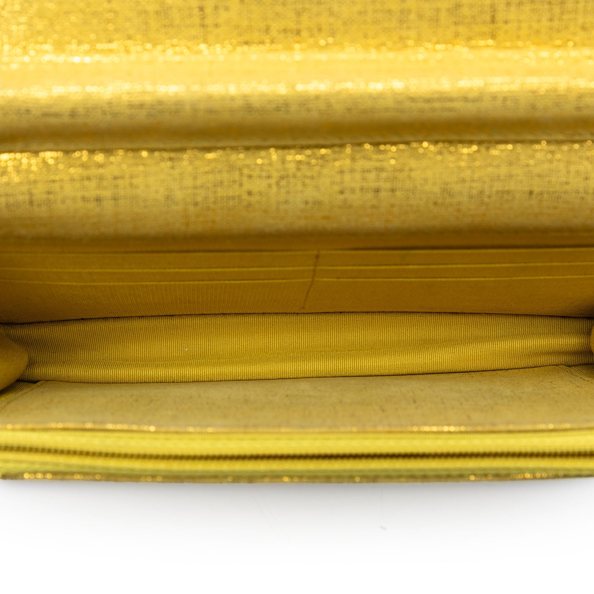 CC Quilted Metallic Fabric Wallet On Chain