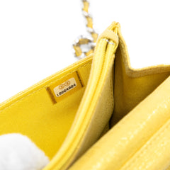 CC Quilted Metallic Fabric Wallet On Chain