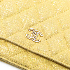 CC Quilted Metallic Fabric Wallet On Chain