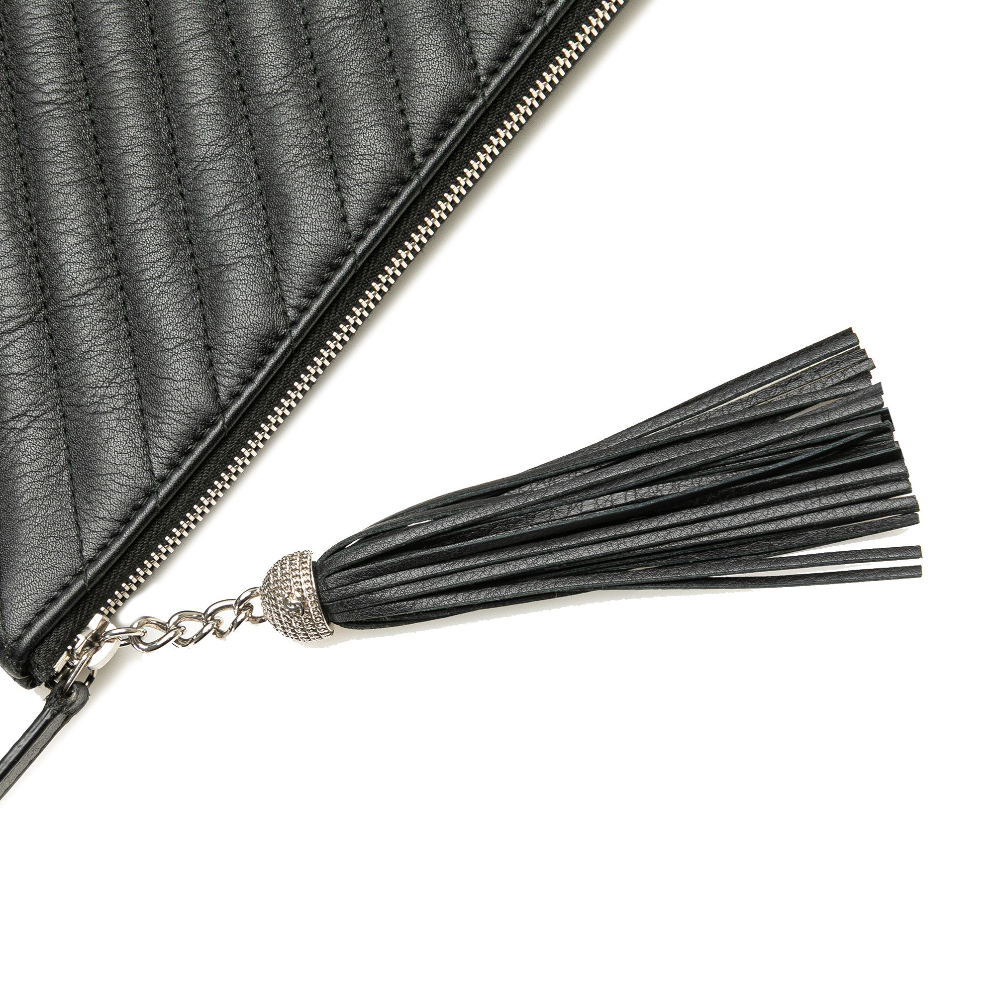 Large Diagonal Chevron Calfskin Tassel O Case Clutch