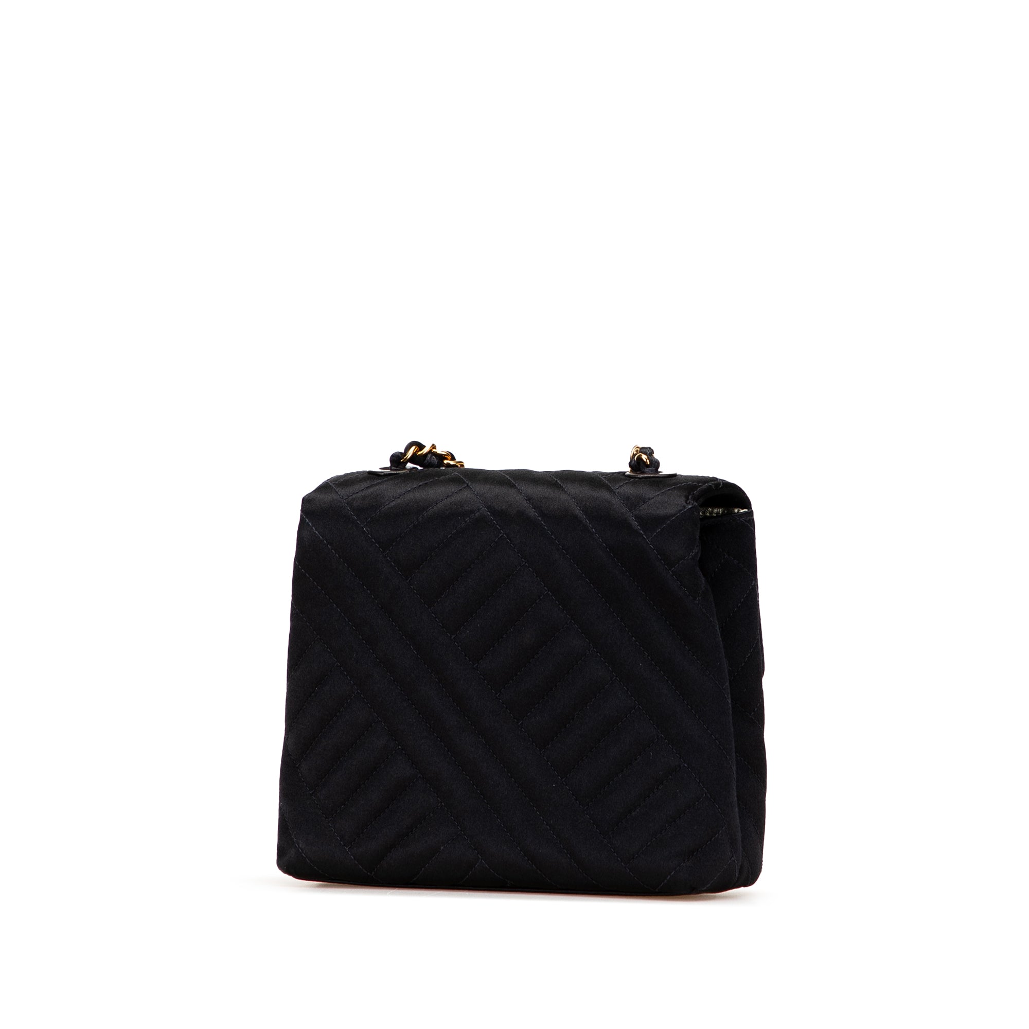 Mini Square Diagonal Quilted Satin Single Flap