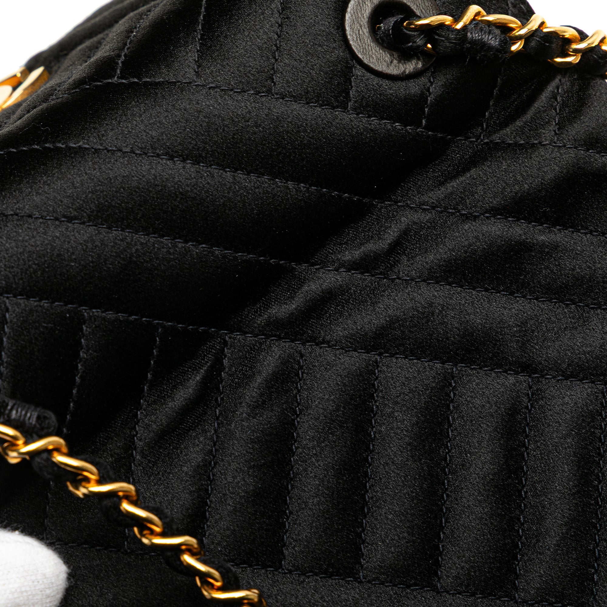 Mini Square Diagonal Quilted Satin Single Flap