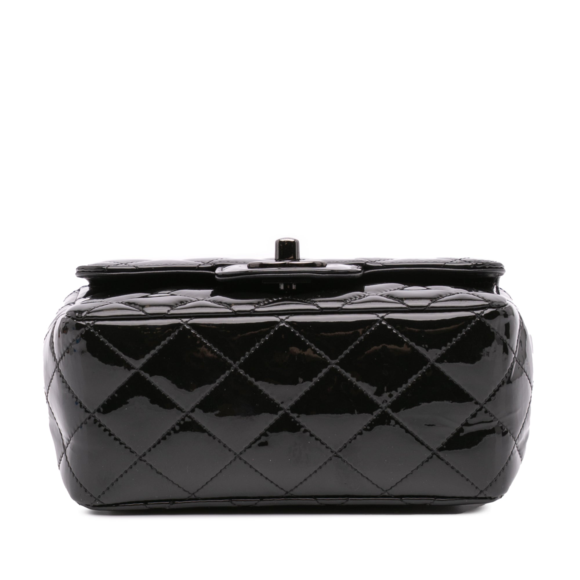 Mini Square Classic Patent So Black Single Flap