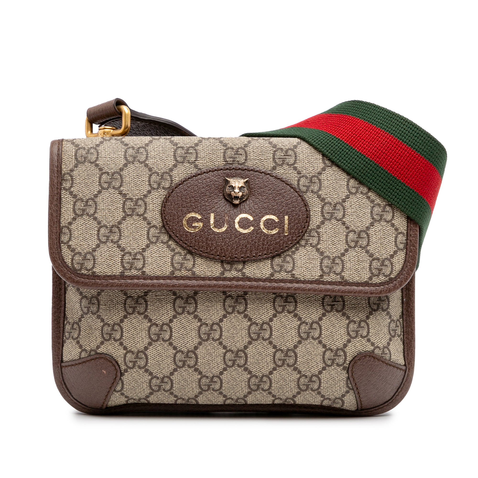 Small GG Supreme Web Neo Vintage Double Flap Messenger Bag