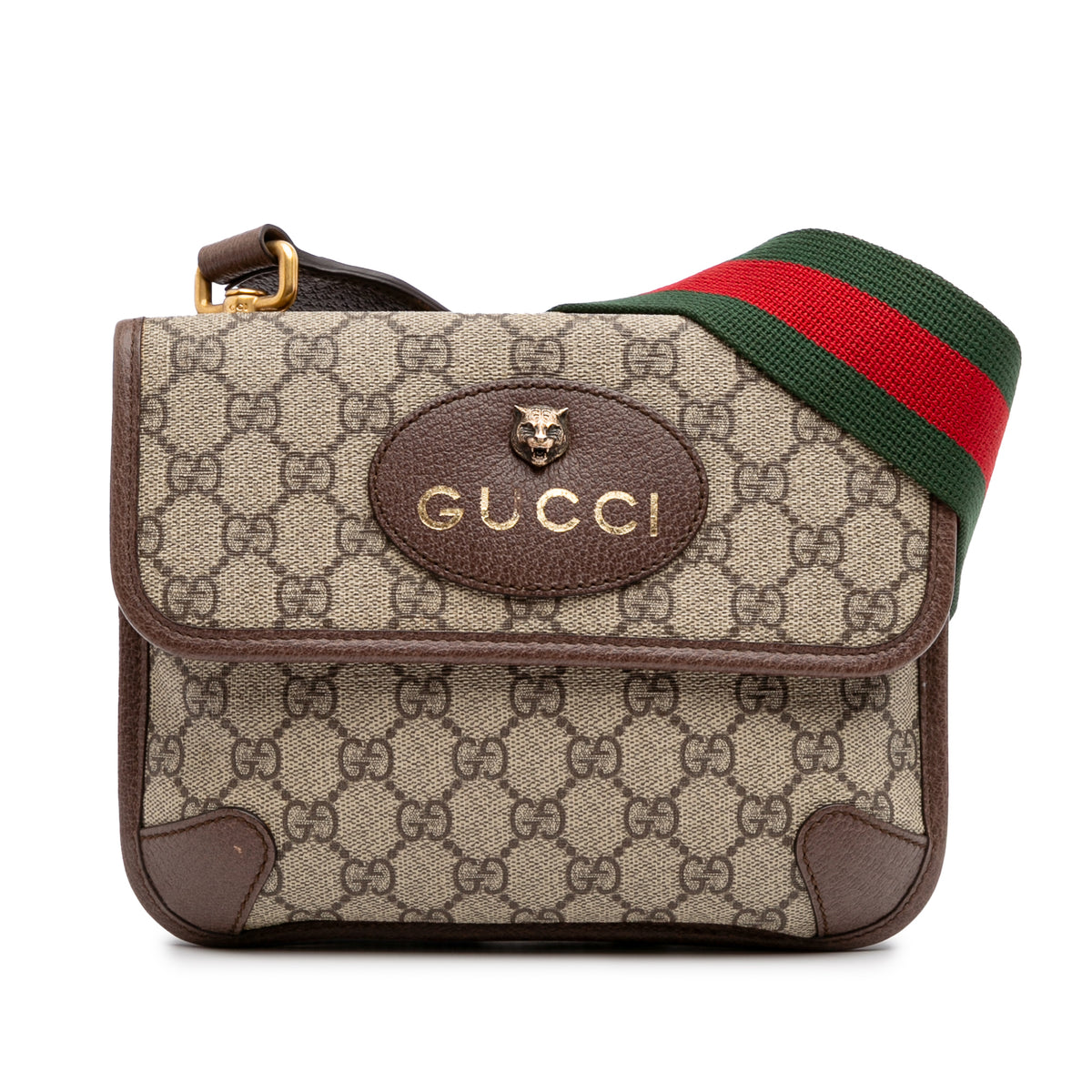 Small GG Supreme Web Neo Vintage Double Flap Messenger Bag