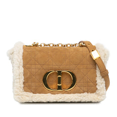 Small Shearling Suede Cannage Caro Bag