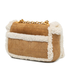 Small Shearling Suede Cannage Caro Bag