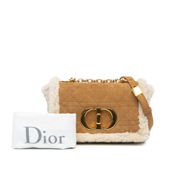 Small Shearling Suede Cannage Caro Bag