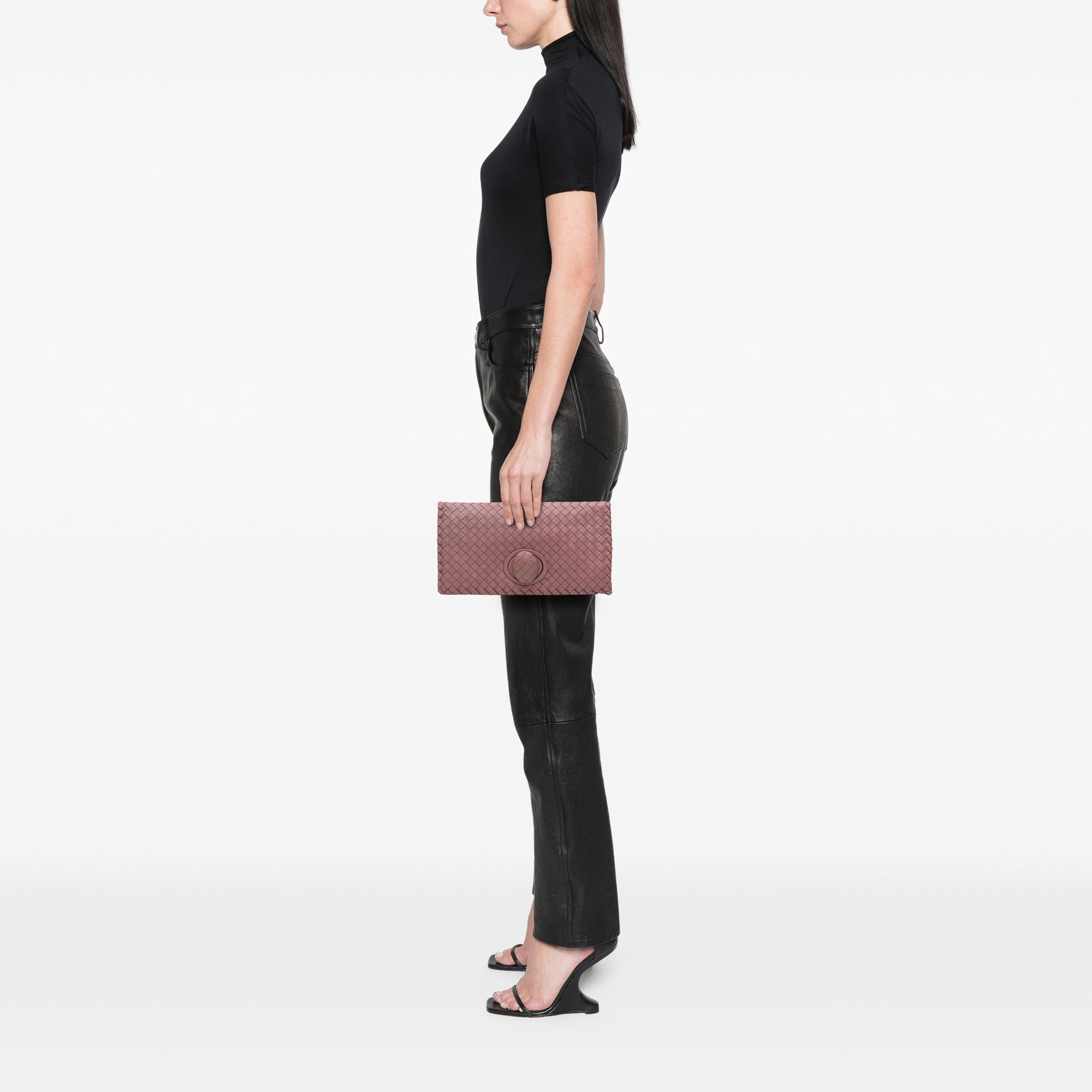 Nappa Intrecciato Turn Lock Clutch