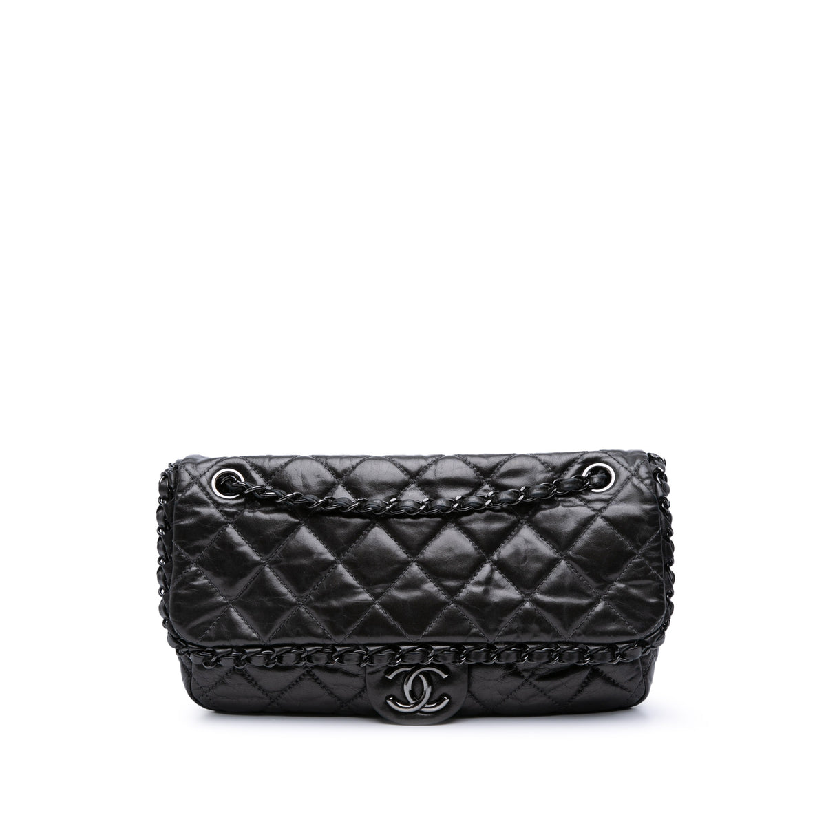 Medium Quilted Metallic Aged Calfskin Chain Me Flap