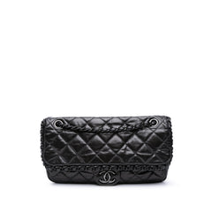 Medium Quilted Metallic Aged Calfskin Chain Me Flap