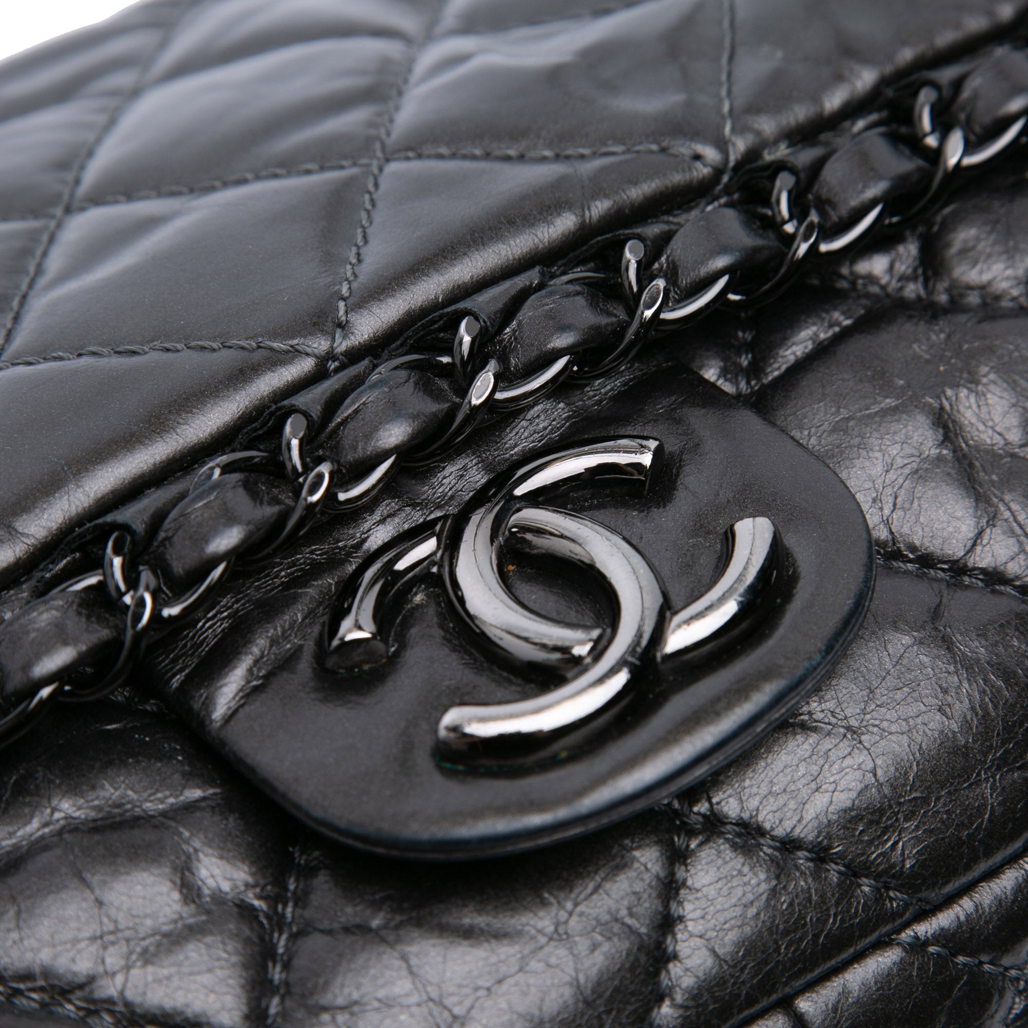 Medium Quilted Metallic Aged Calfskin Chain Me Flap