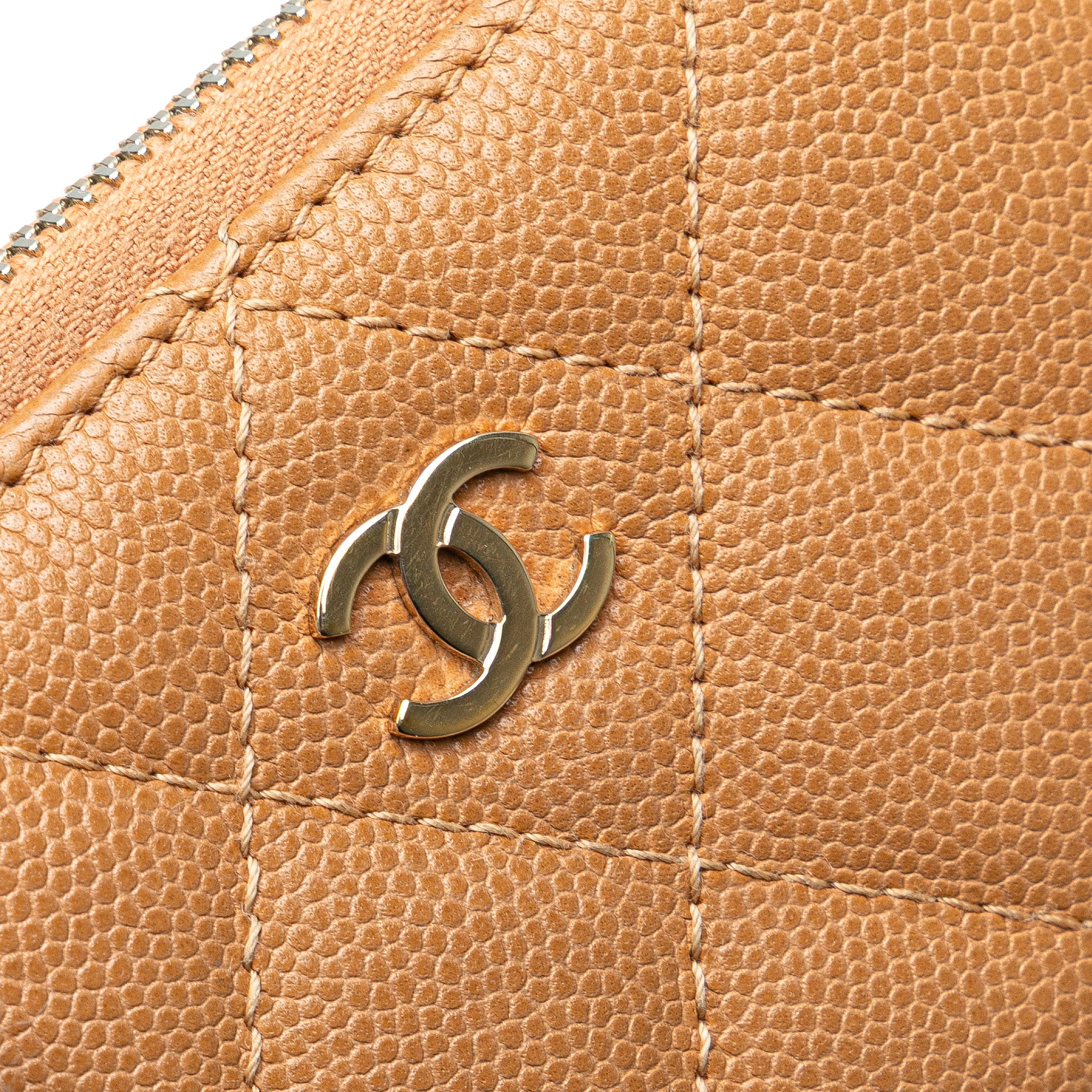 CC Quilted Caviar Zip Around Coin Purse