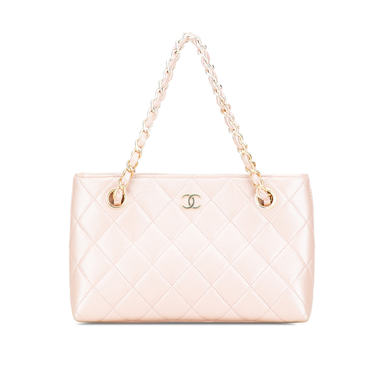 CC Quilted Irisdescent Lambskin Chain Handbag