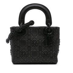 Mini Ultra Matte Calfskin Cannage Studded Flower Lady Dior