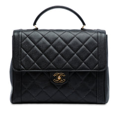 Jumbo CC Quilted Caviar Kelly Top Handle Bag
