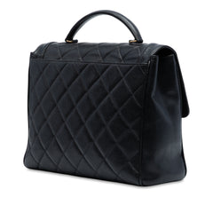 Jumbo CC Quilted Caviar Kelly Top Handle Bag