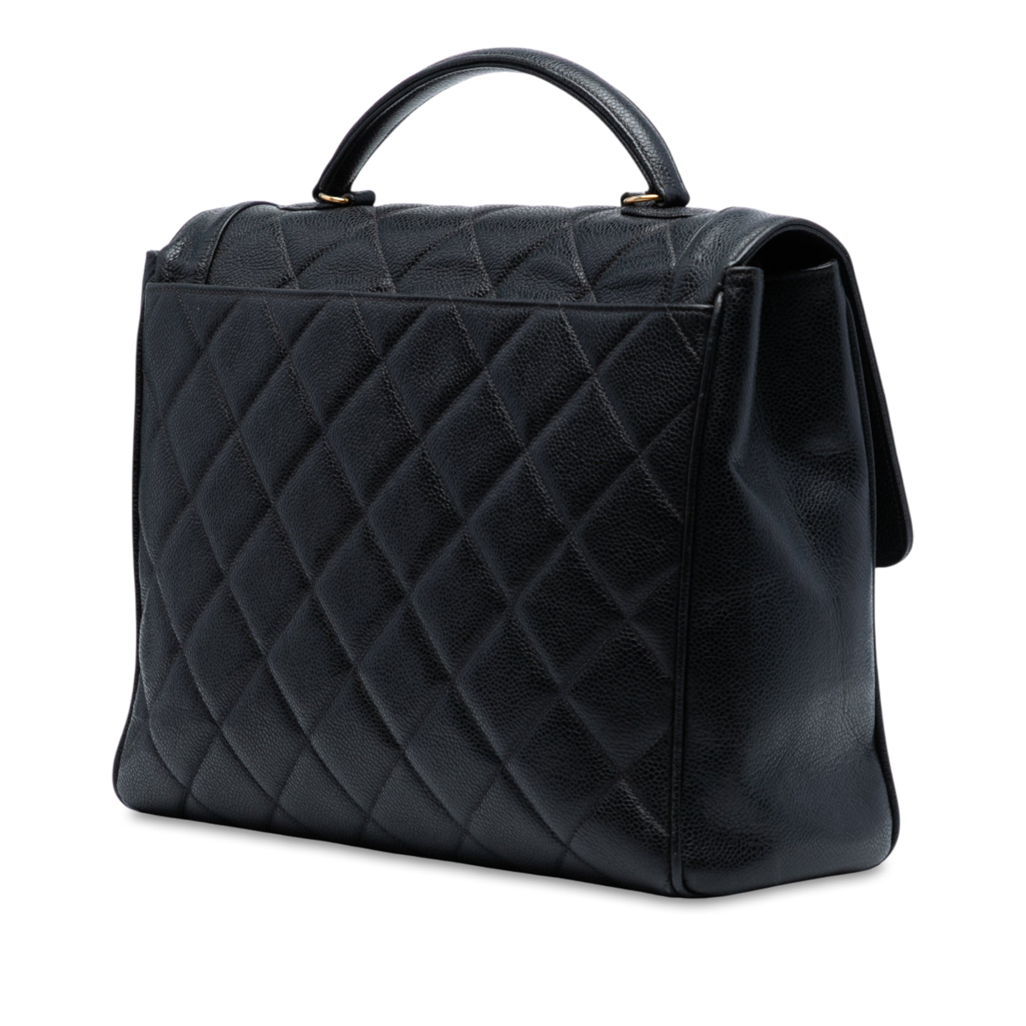 Jumbo CC Quilted Caviar Kelly Top Handle Bag