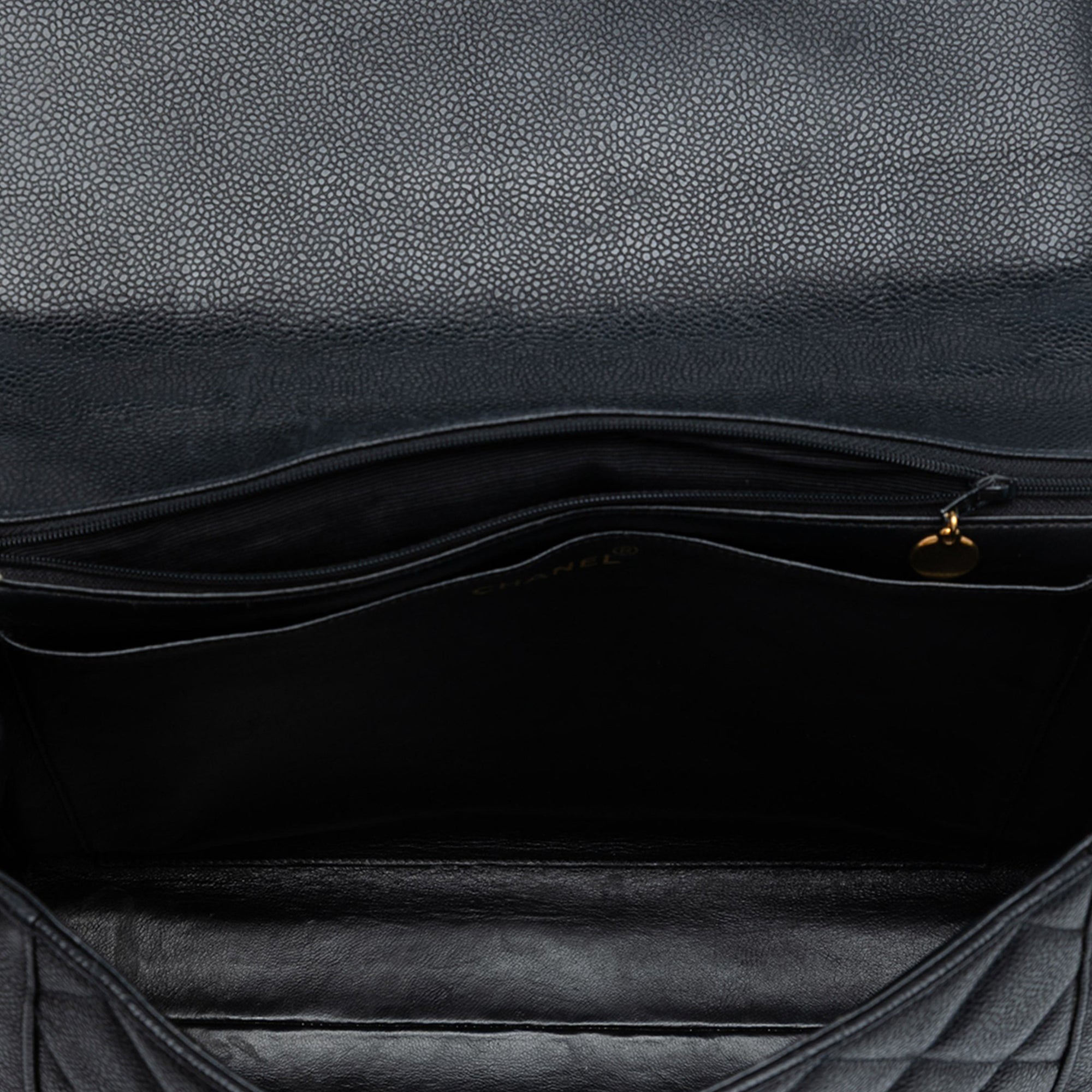 Jumbo CC Quilted Caviar Kelly Top Handle Bag