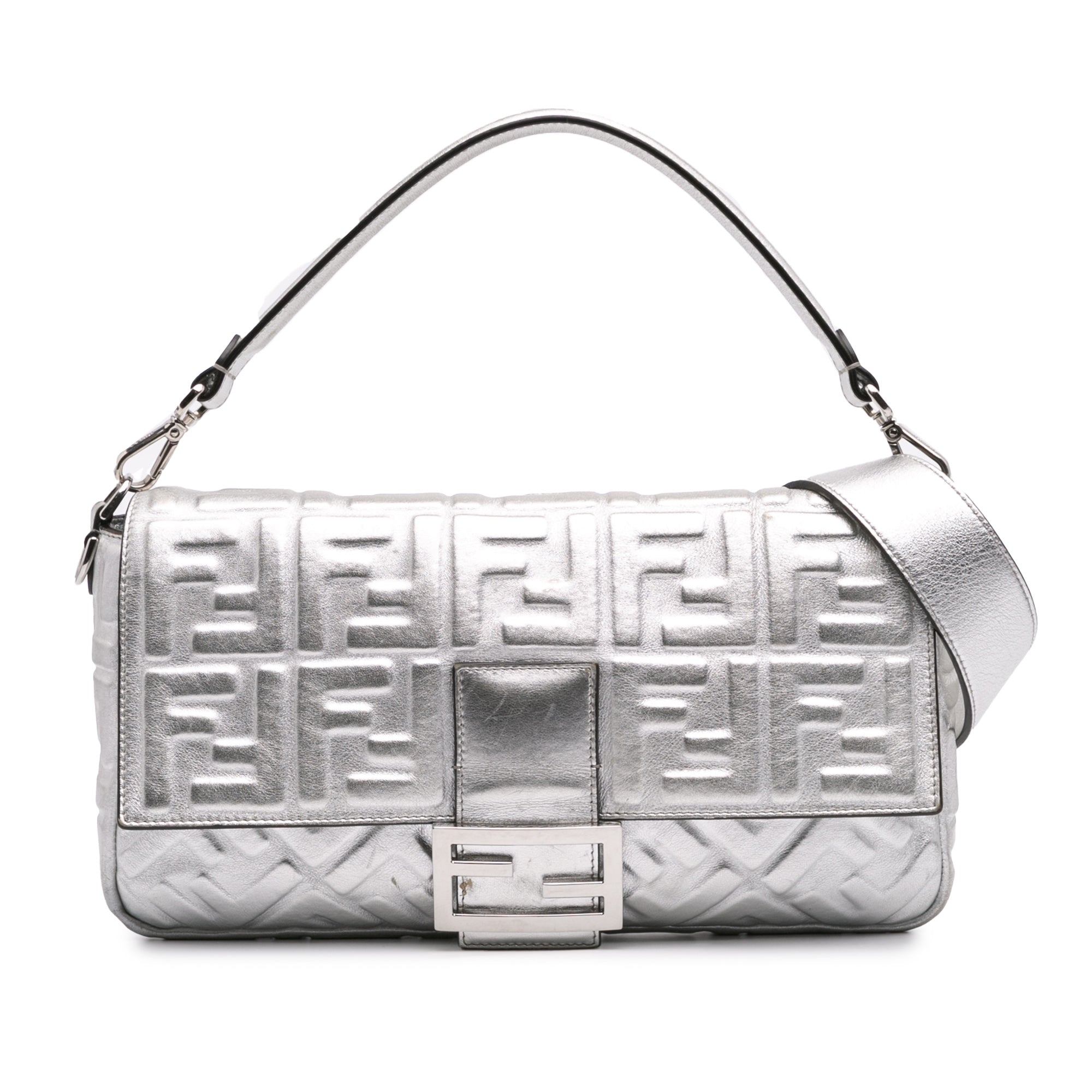 Large Zucca Embossed Baguette Satchel