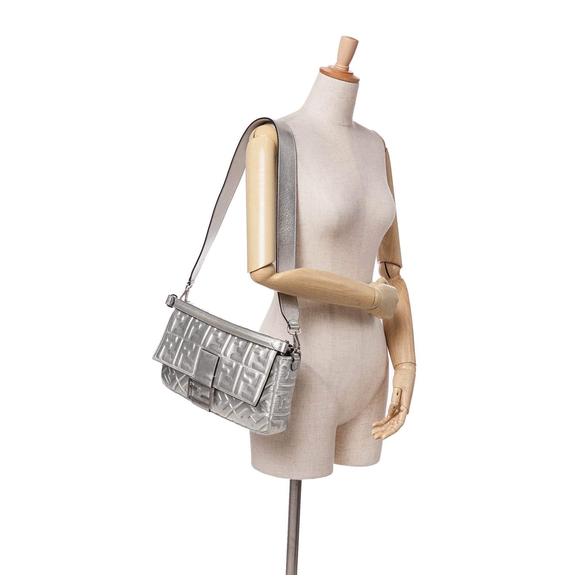 Large Zucca Embossed Baguette Satchel