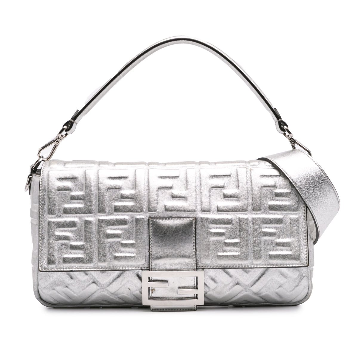 Large Zucca Embossed Baguette Satchel