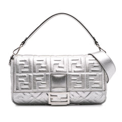 Large Zucca Embossed Baguette Satchel