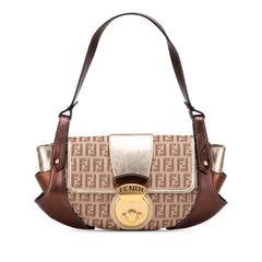 Zucchino Canvas and Metallic Leather Compilation Shoulder Bag