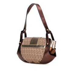 Zucchino Canvas and Metallic Leather Compilation Shoulder Bag