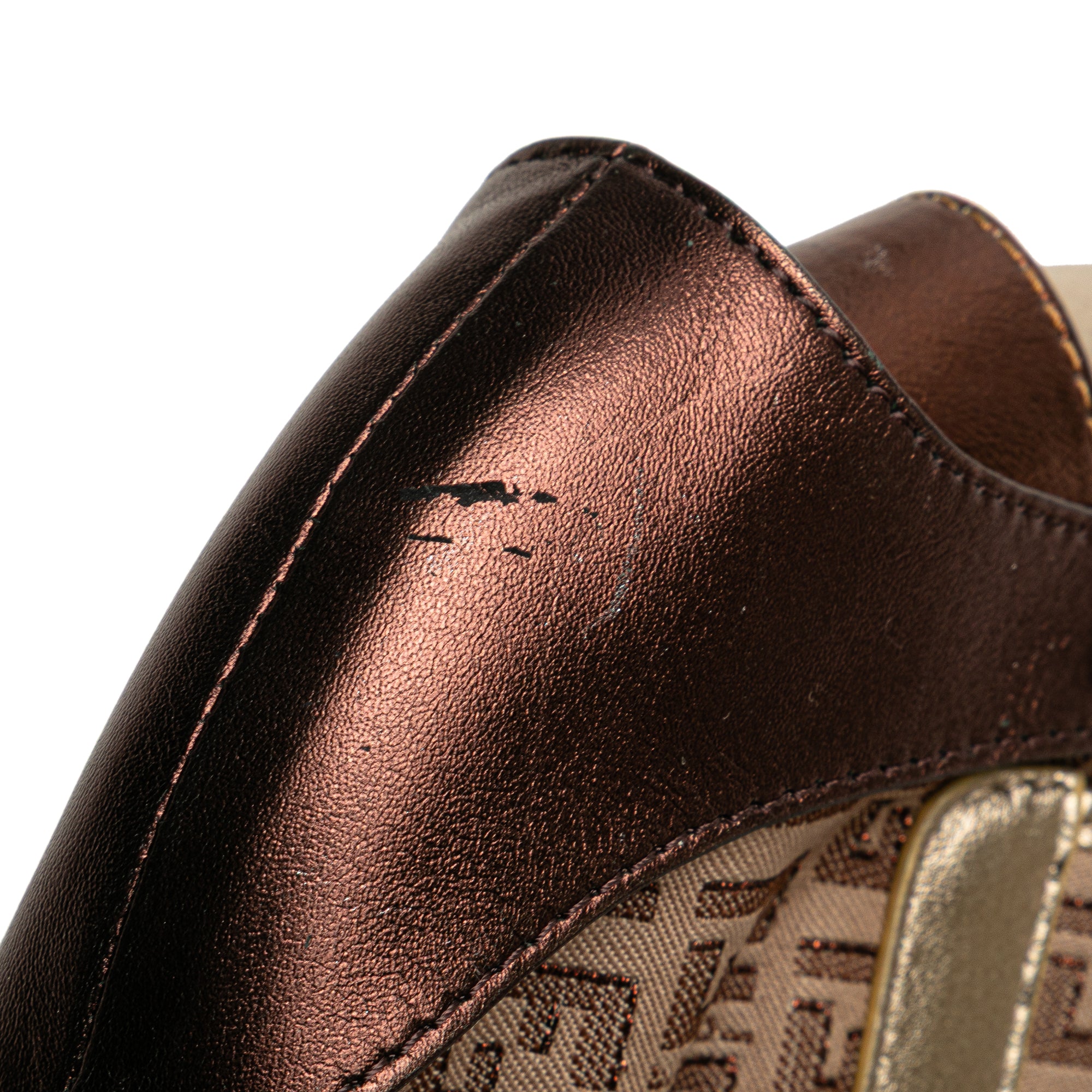 Zucchino Canvas and Metallic Leather Compilation Shoulder Bag