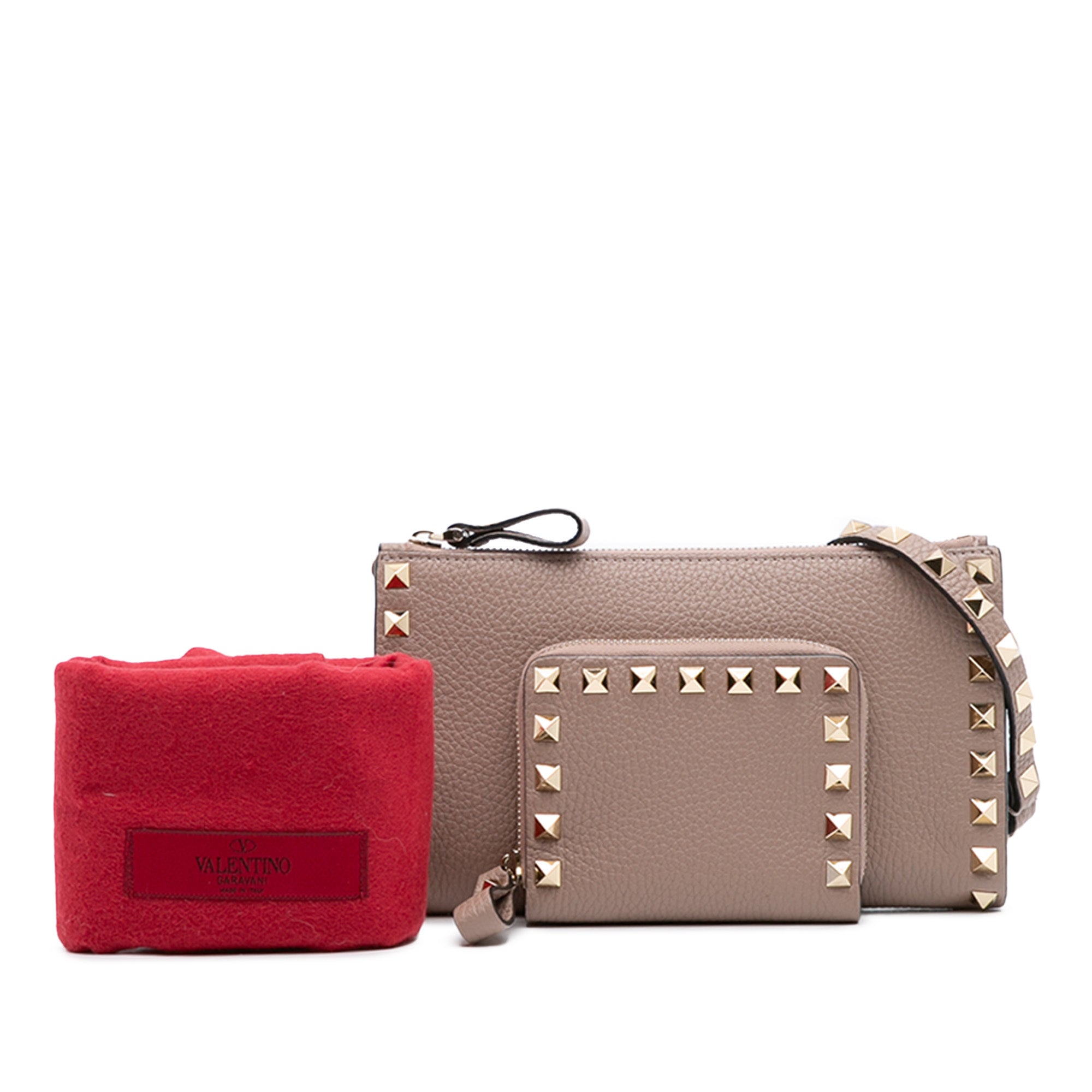 Leather Rockstud Wallet on Chain with Coin Pouch