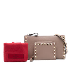Leather Rockstud Wallet on Chain with Coin Pouch