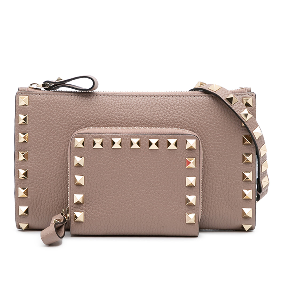 Leather Rockstud Wallet on Chain with Coin Pouch